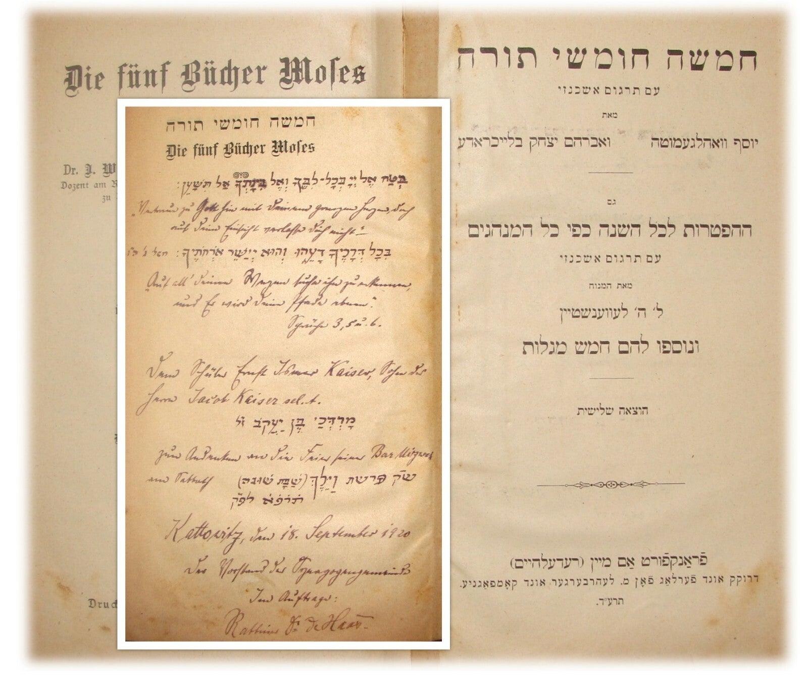Germany Book Jewish Judaica Torah Pentateuch five of Moses Frankfurt   1914