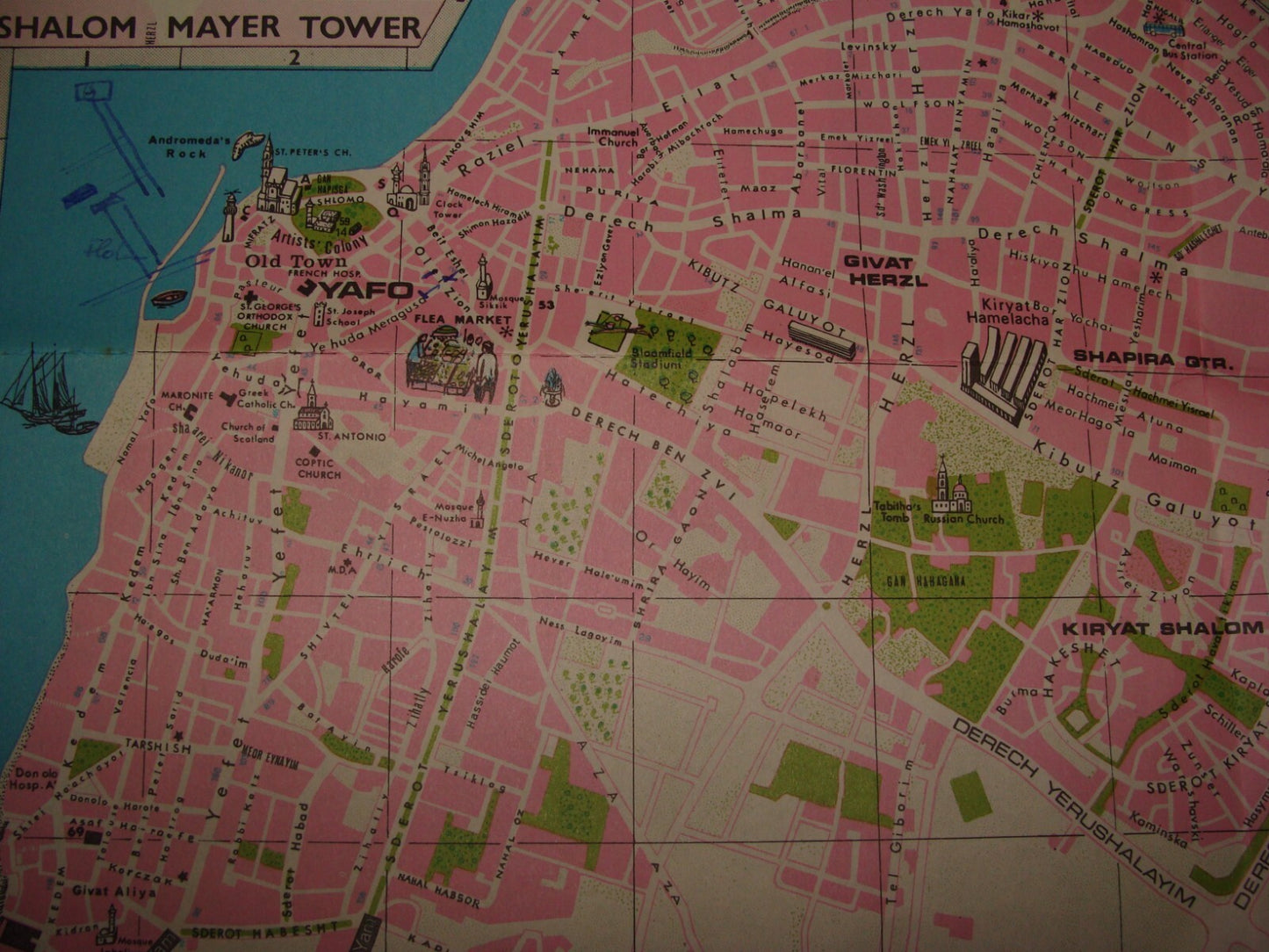 Map Jewish Judaica Israel Israeli TEL AVIV YAFO Jaffa Guide Brochure 1966