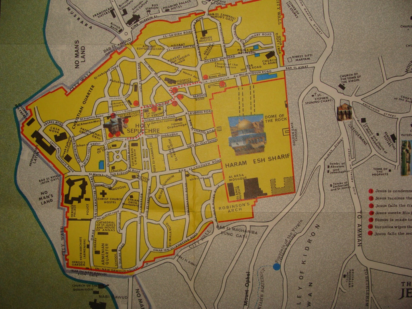 Map Israel "NO MANS LAND" JORDAN JERUSALEM Pre 1967 Six Day War Guide Brochure