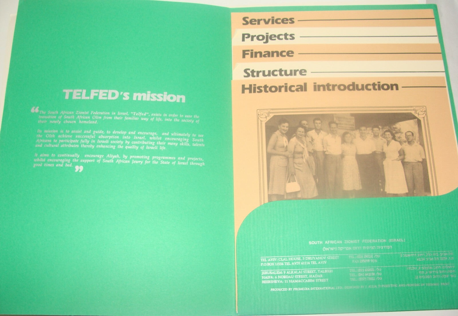 Jewish Judaica Israel South African Zionist Federation Folder TELFED Jews Aliyah