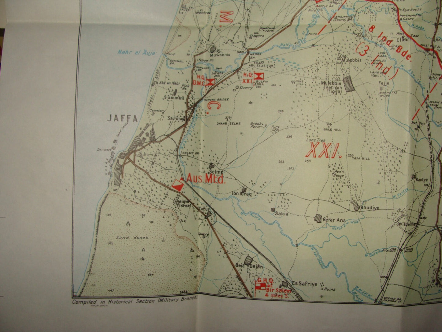 Palestine Israel Megiddo Map Army Military WWI Turkish British Army Military