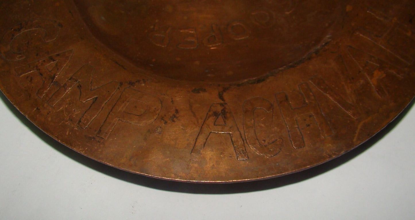 Jewish Judaica 1948 USA American Cooper Inn Summer Camp Achva Copper Plate