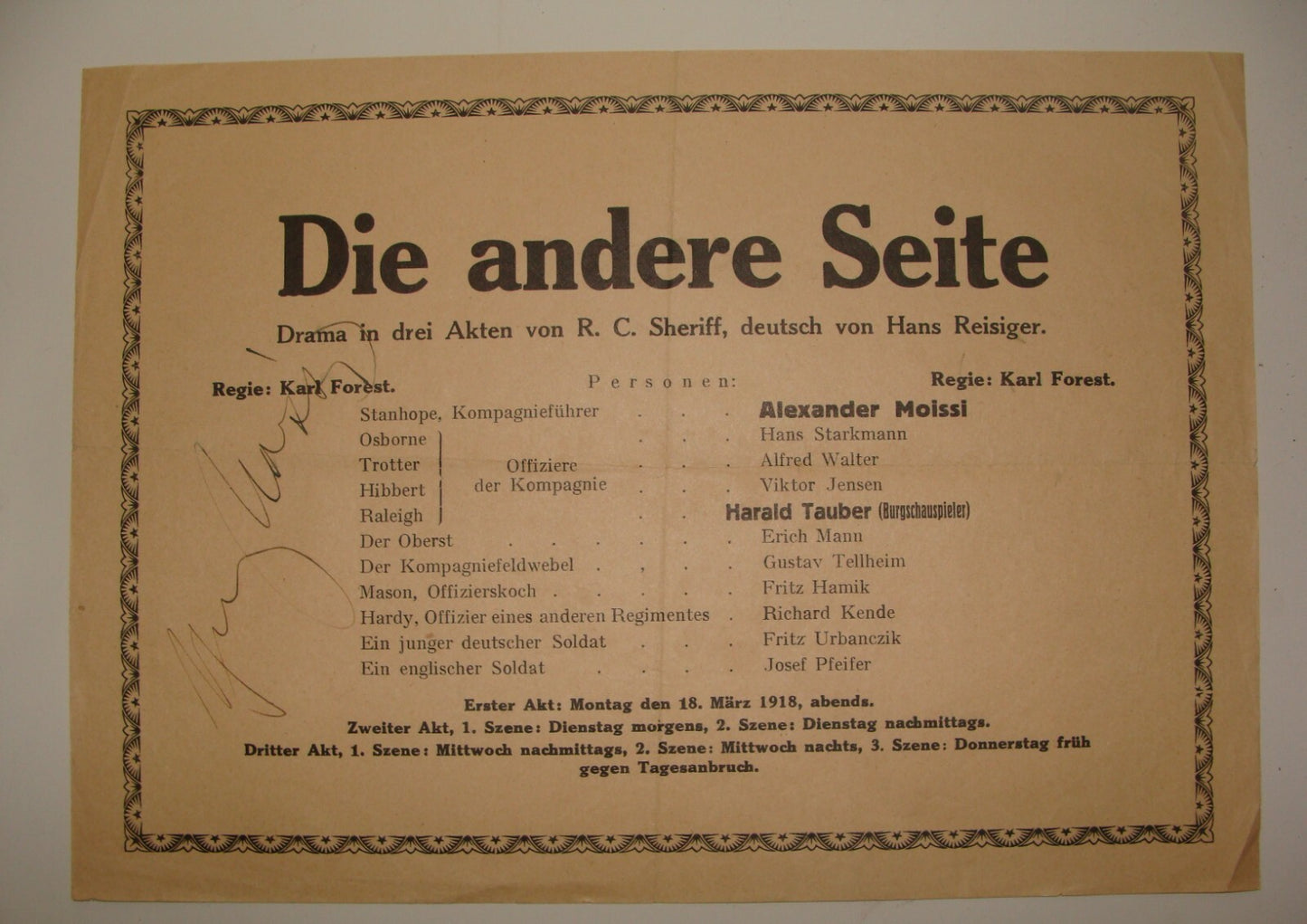 DIE ANDERE SEITE Austria Wien Theater Opera HANS REISIGER KARL FOREST 1918