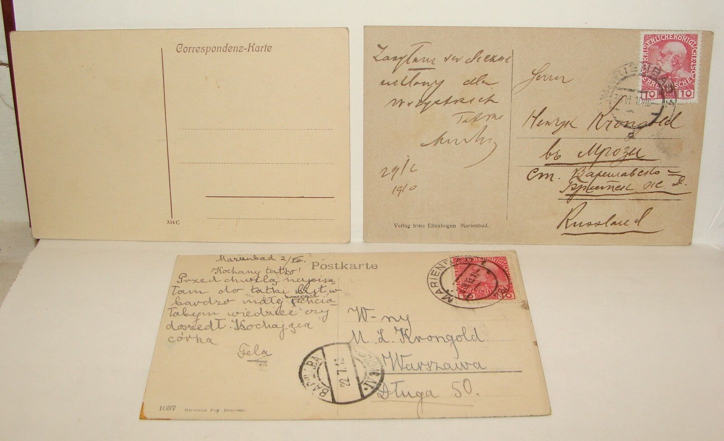 Germany Photo Jewish Card 1909 Austria Hungary MARIENBAD Czech Postcard x3