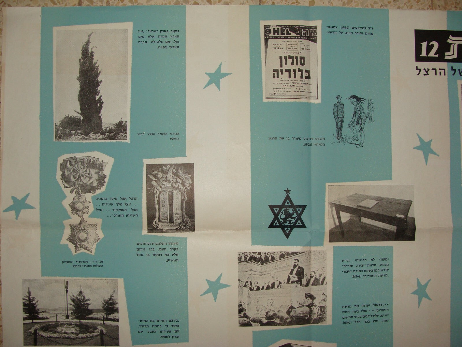 Poster Jewish National Fund Judaica Israel Israeli Hebrew HERZL JNF KKL