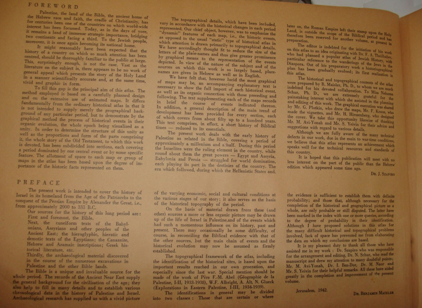 Map Palestine Jewish Judaica 1941 Historical Atlas of Biblical Times Album Bible