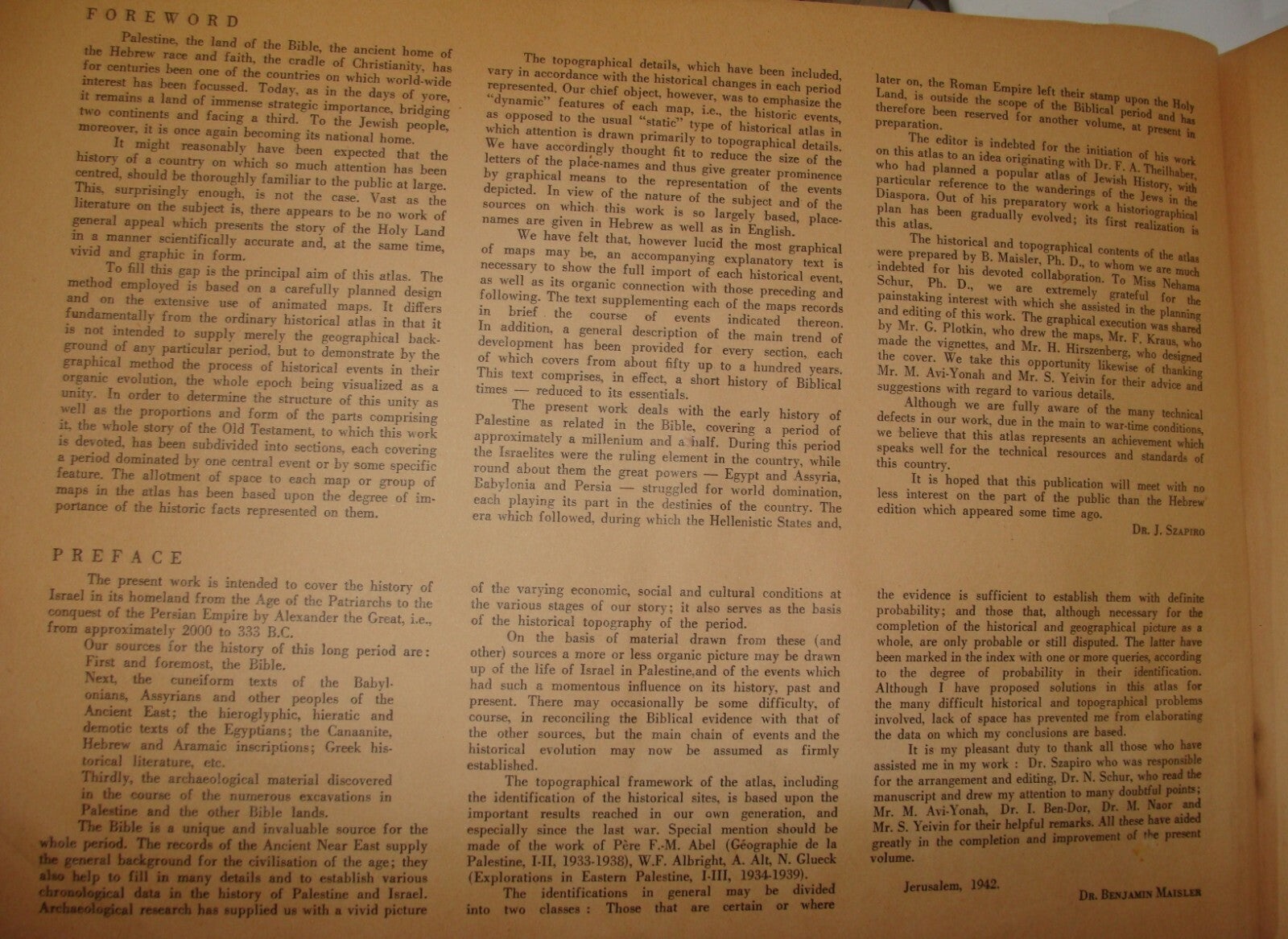 Map Palestine Jewish Judaica 1941 Historical Atlas of Biblical Times Album Bible