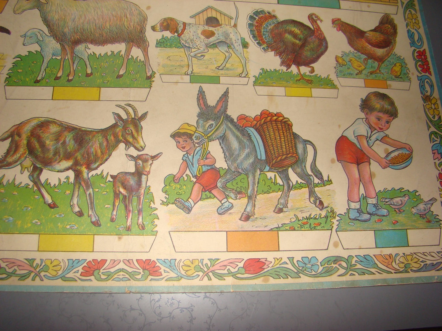 poster Jewish vintage israel house animals illustration art kids children school