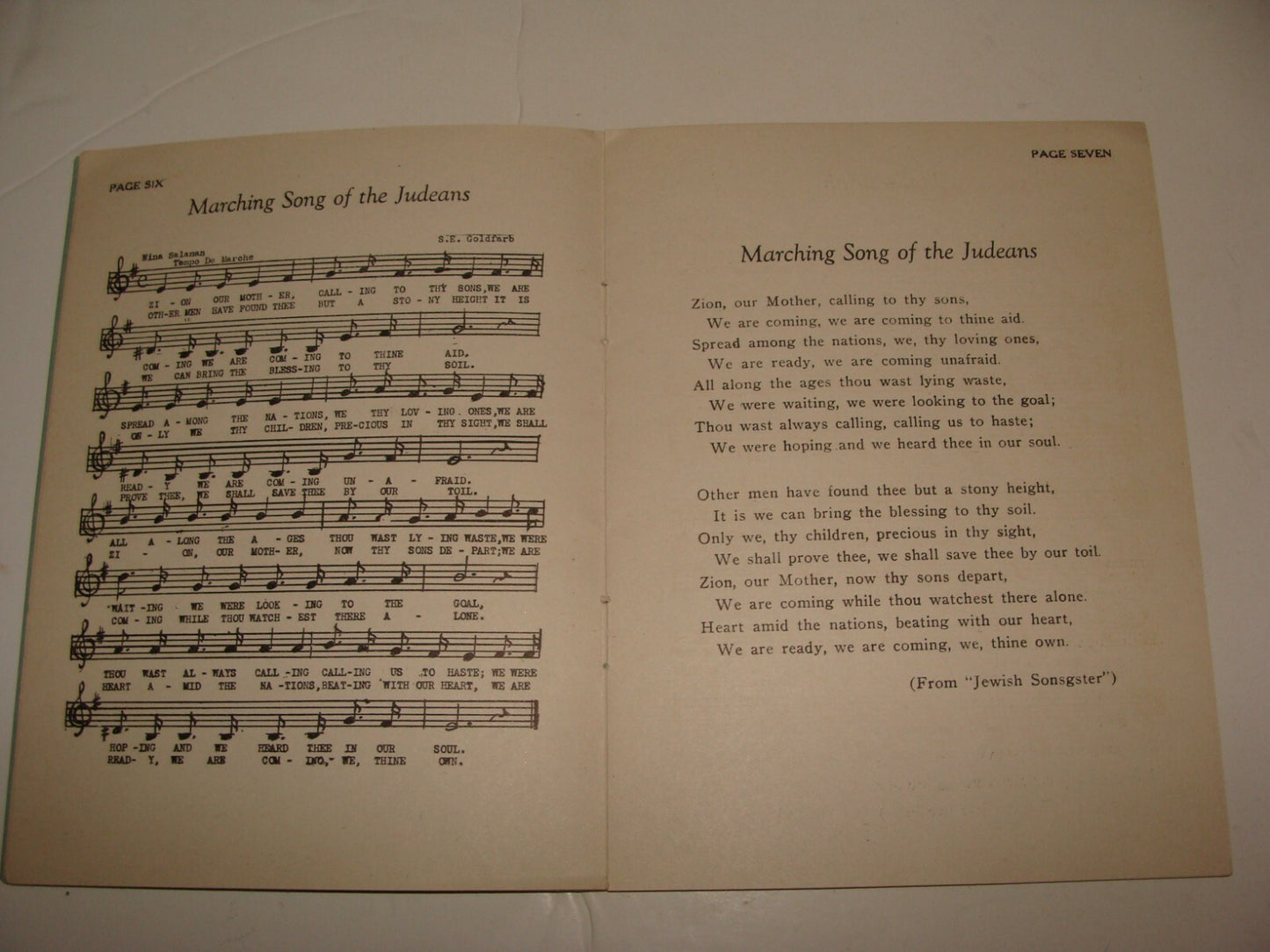 $ Book Jewish American Judaica 1928 Songs Palestine Arbor Day Tu Bishvat Zionist