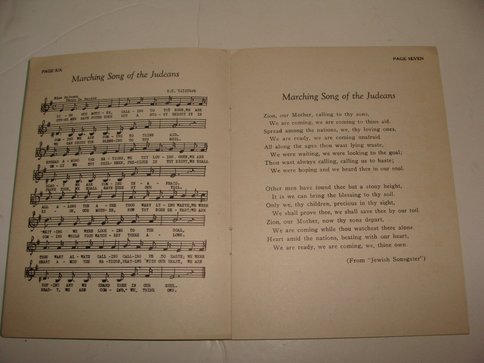 $ Book Jewish American Judaica 1928 Songs Palestine Arbor Day Tu Bishvat Zionist