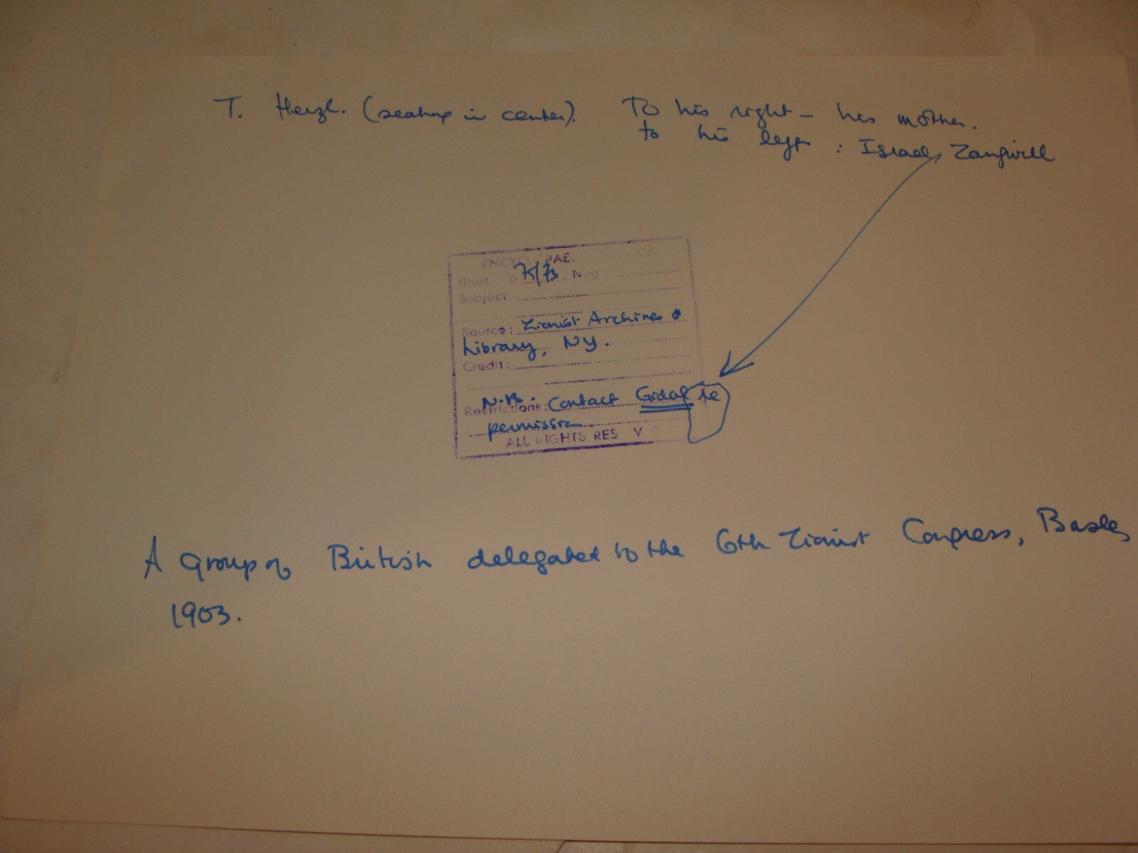 Photo Print, 1903 HERZL 6th Zionist Congress British Delegation Jewish Judaica