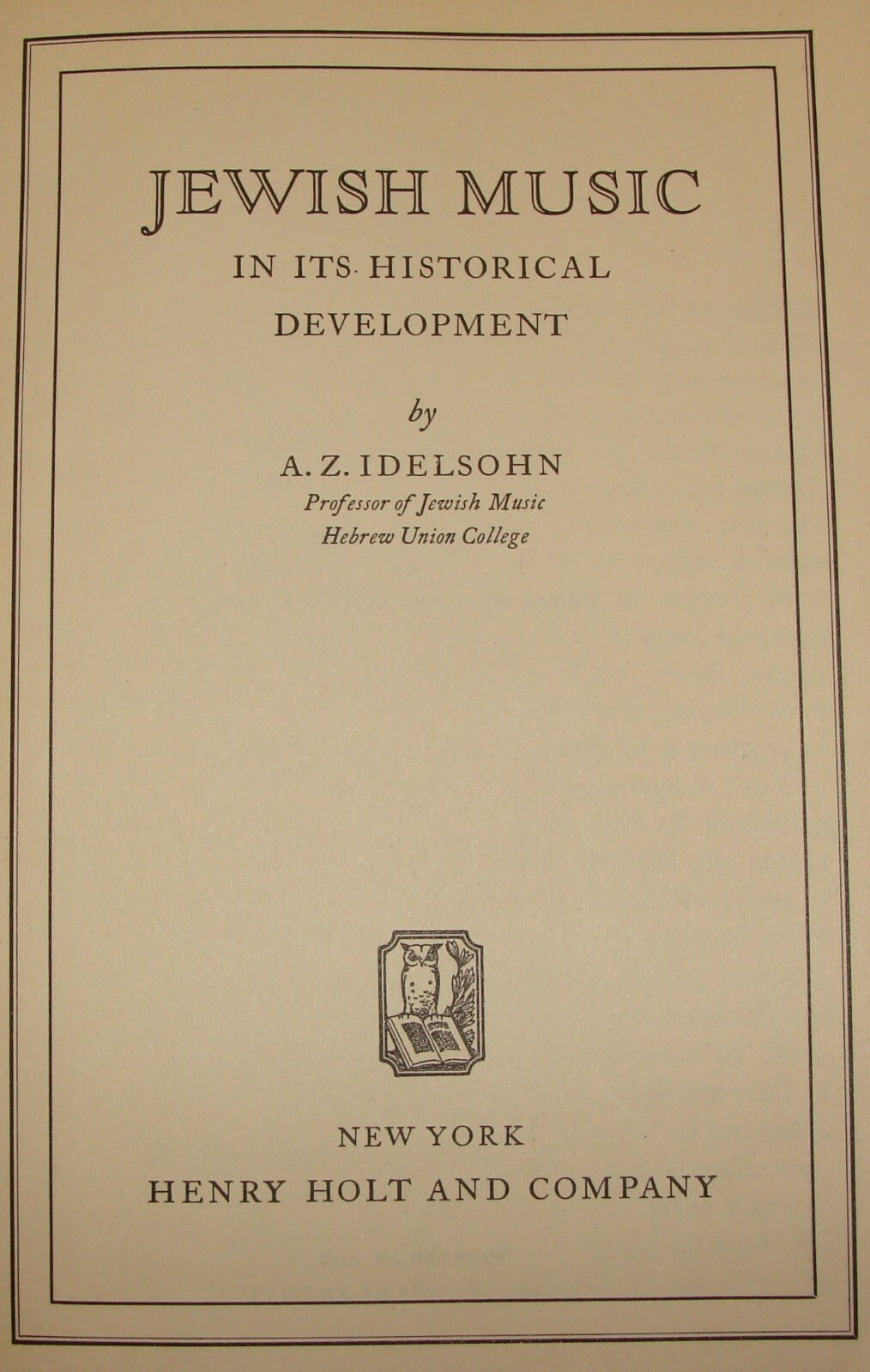 Book Jewish American Judaica Music History By Idelsohn 1929 Henry Holt And Co