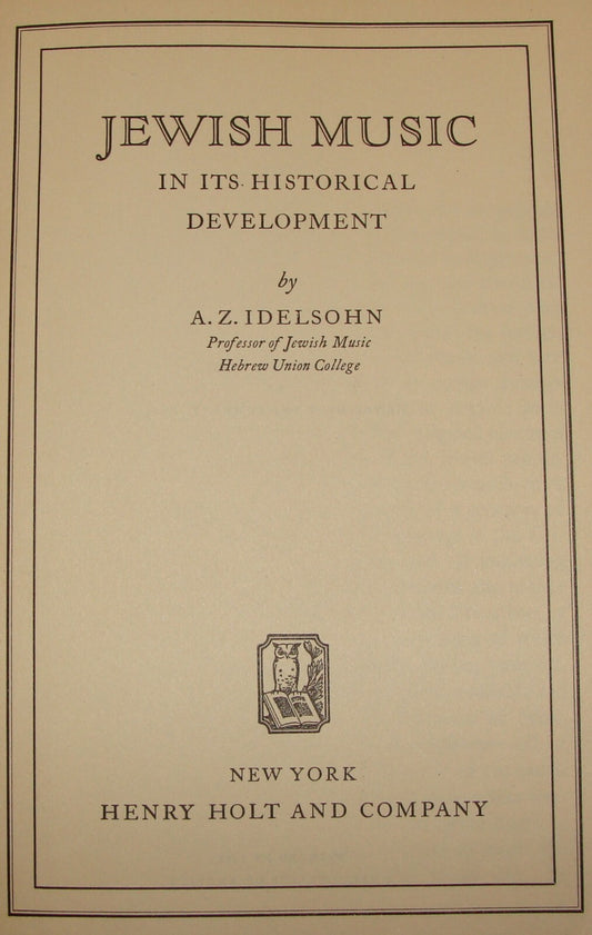 Book Jewish American Judaica Music History By Idelsohn 1929 Henry Holt And Co