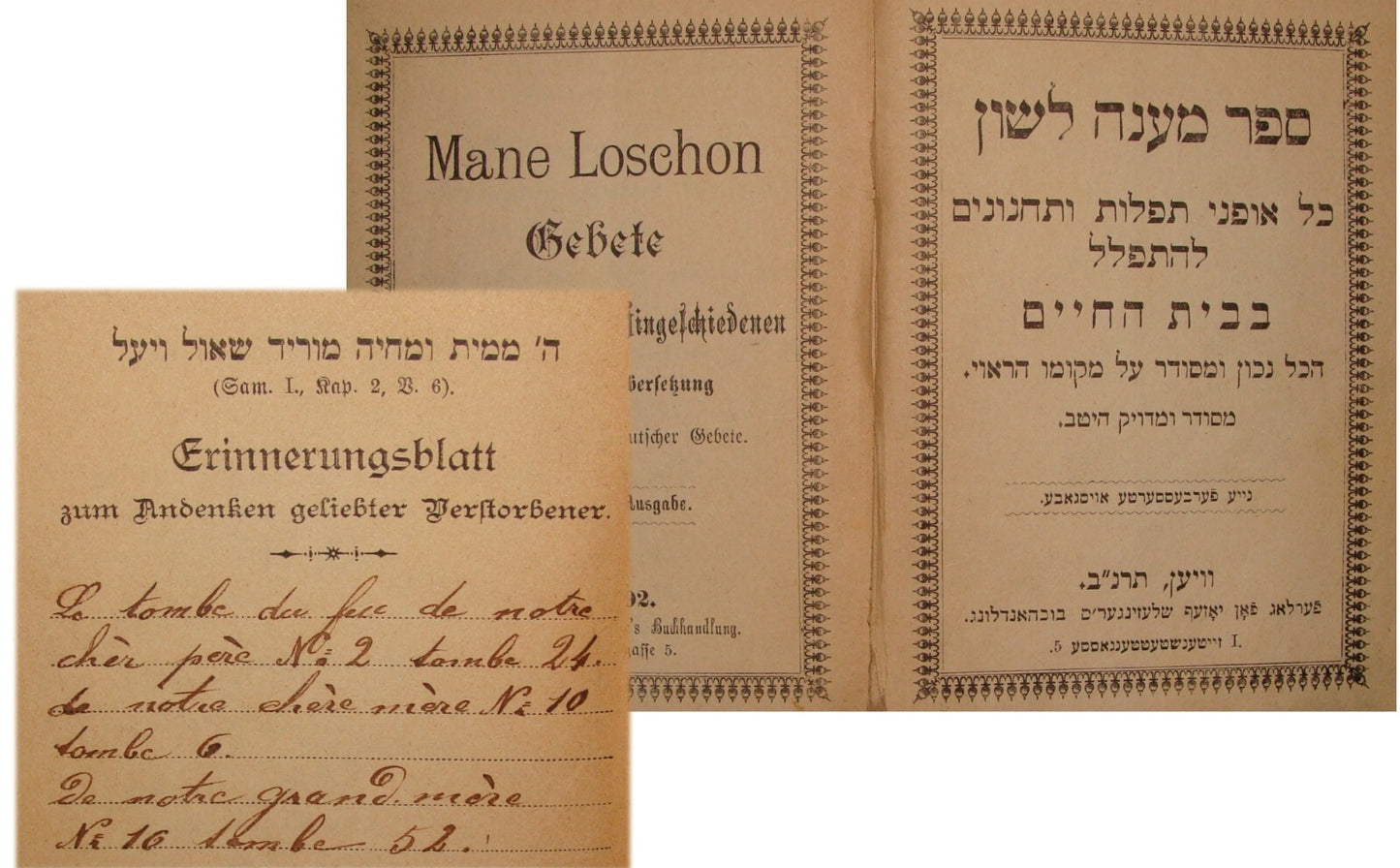 Book Jewish Judaica Antique 1892 Austria Vienna Wien Prayer Hebrew German