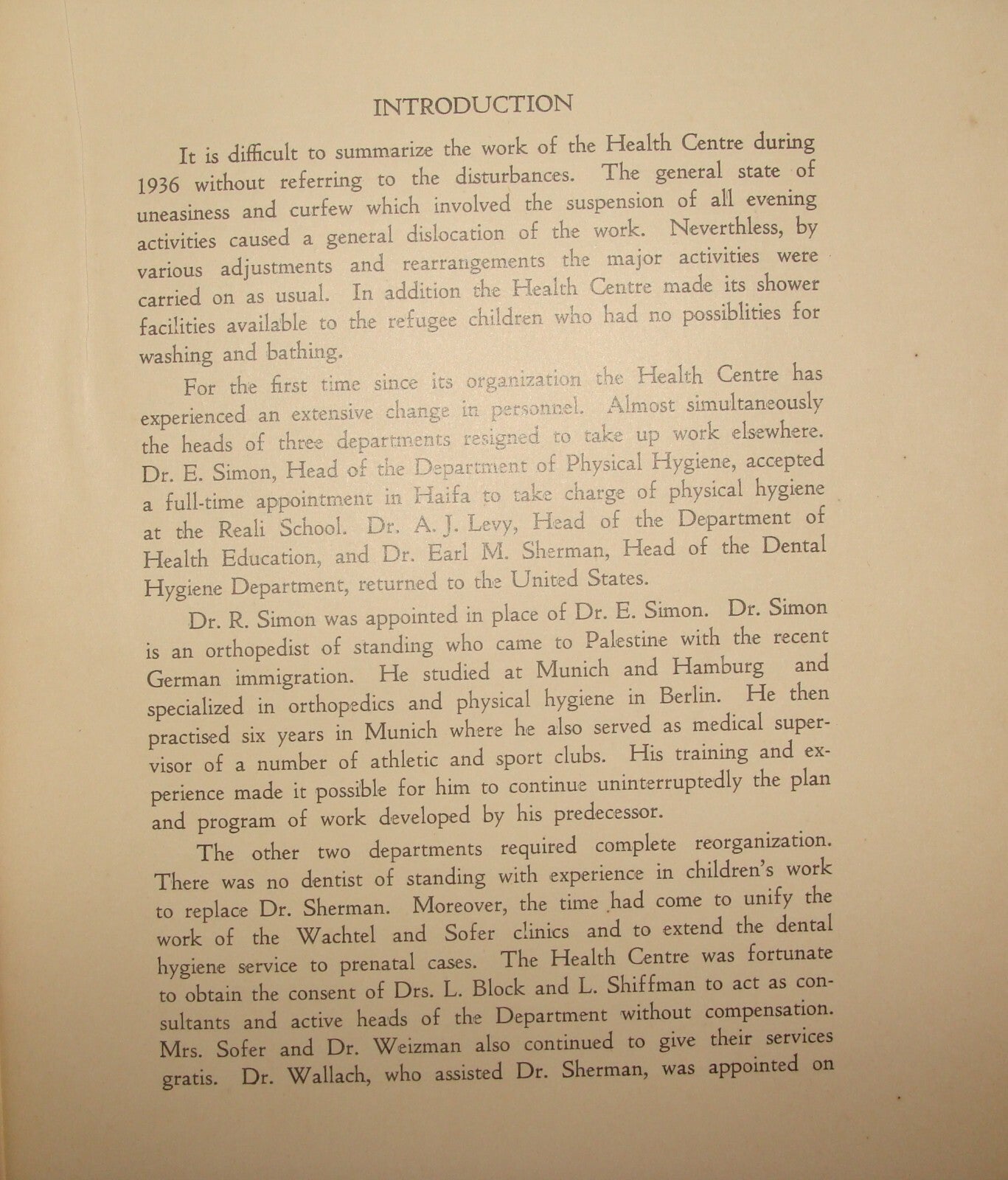 Report Palestine Jewish Judaica 1937 Israel HADASSAH Medical Hospital Zionist