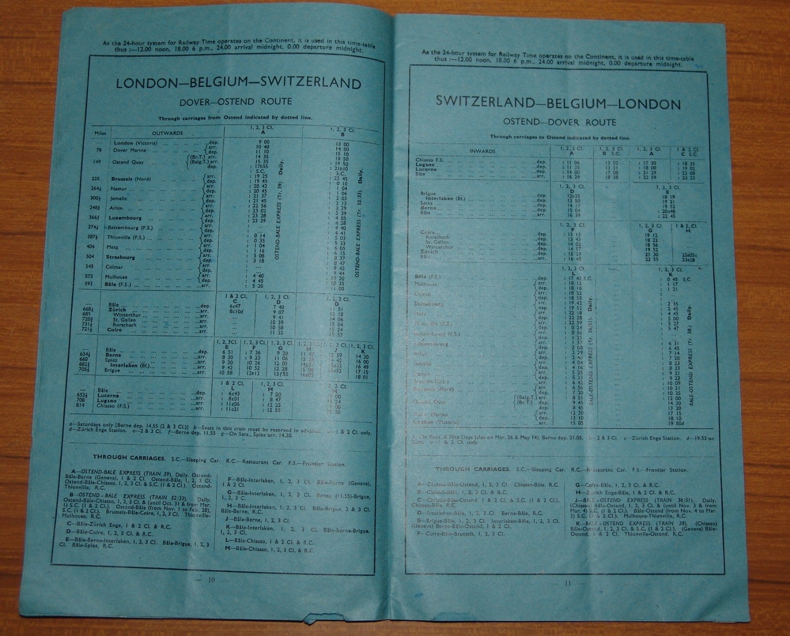 British Railways Winter 1950/1 Handbill Switzerland Services & Fares Timetable