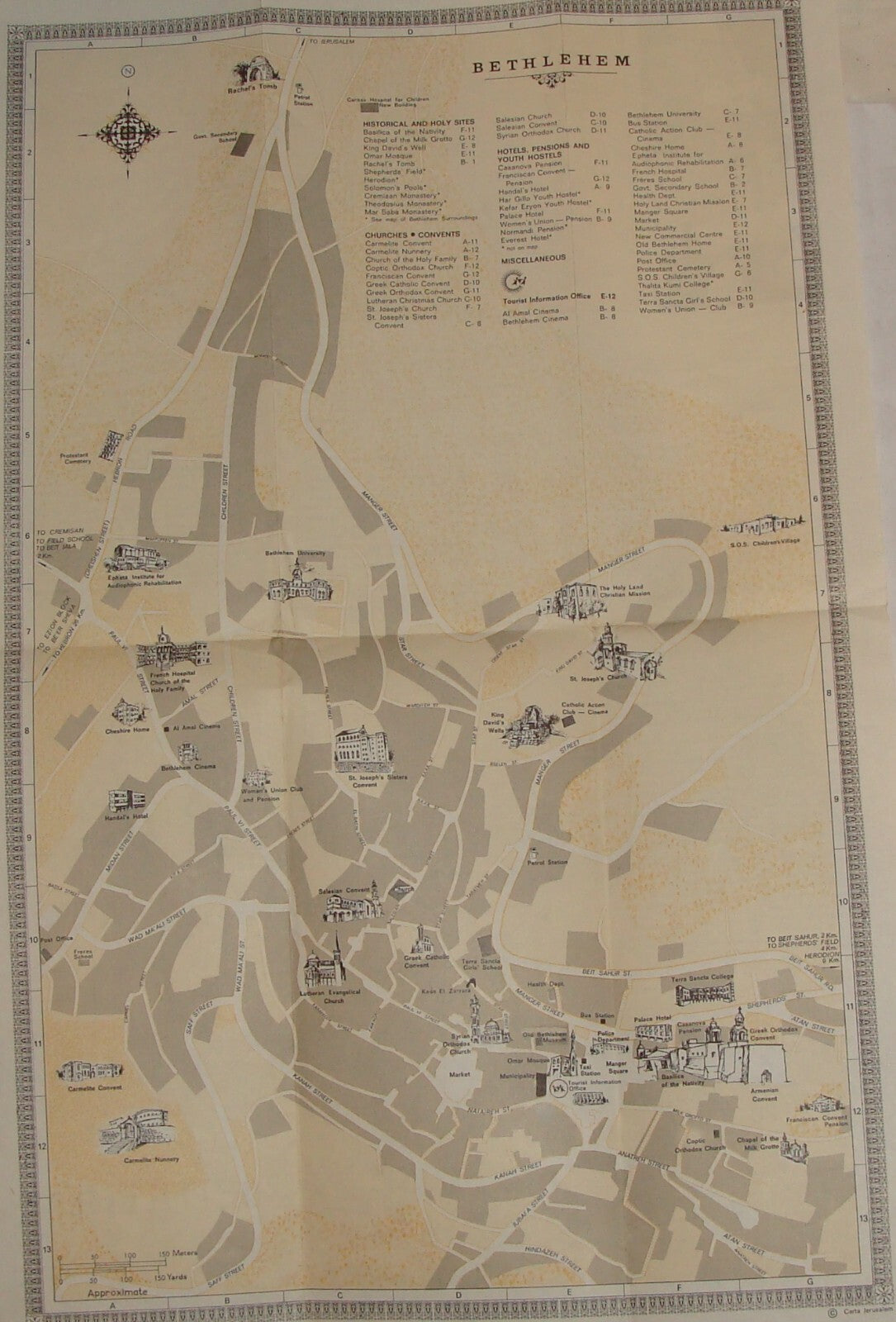 $ Map Jewish Judaica Israel BETHLEHEM 1979 Tourist Guide Brochure