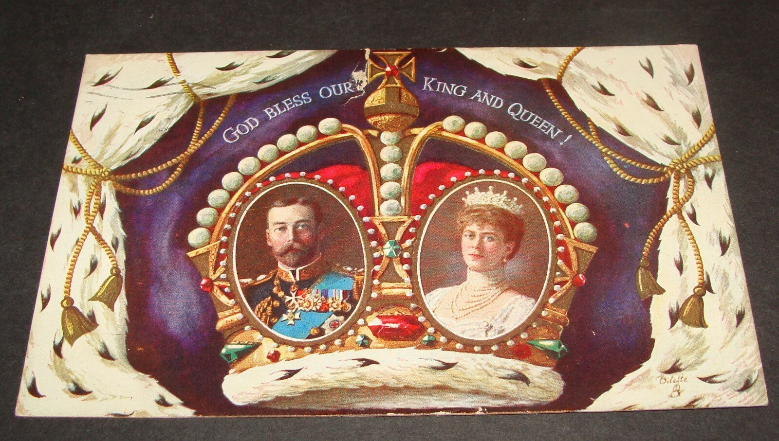 1911 Coronation Series Postcard England UK Britain King Queen George V God Bless