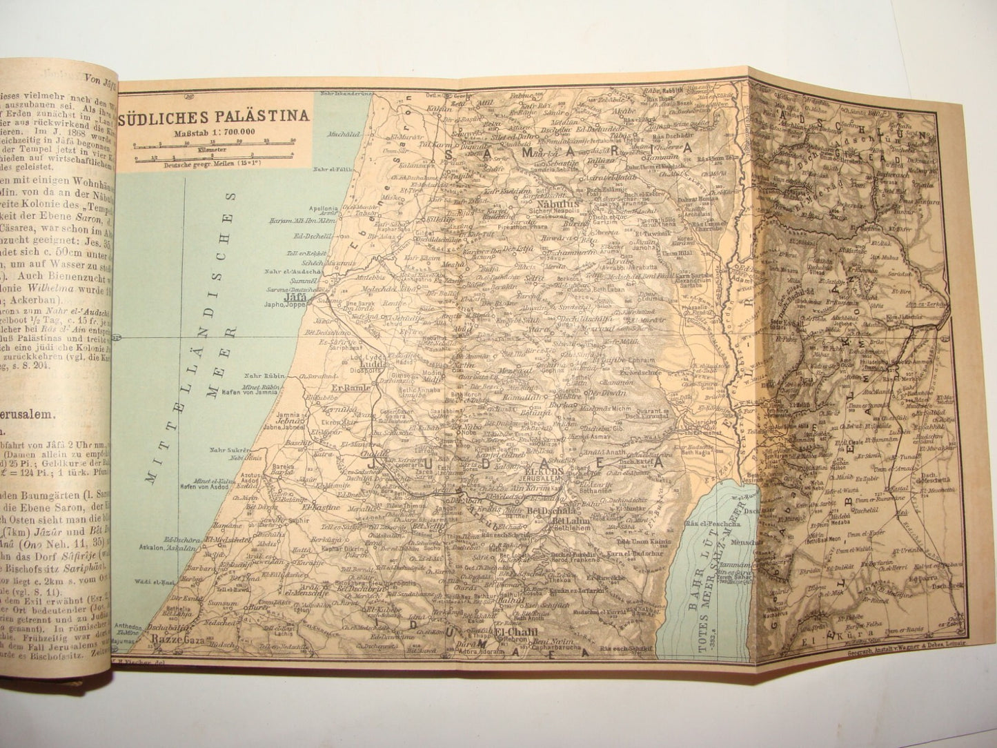 Map Palestine German 1904 Karl Baedeker Palastina und Syrien Syria Guide Travel