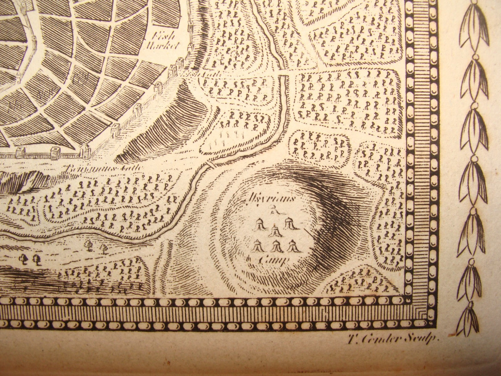 Antique ANTIENT CITY OF JERUSALEM Master Plan Map Engraving