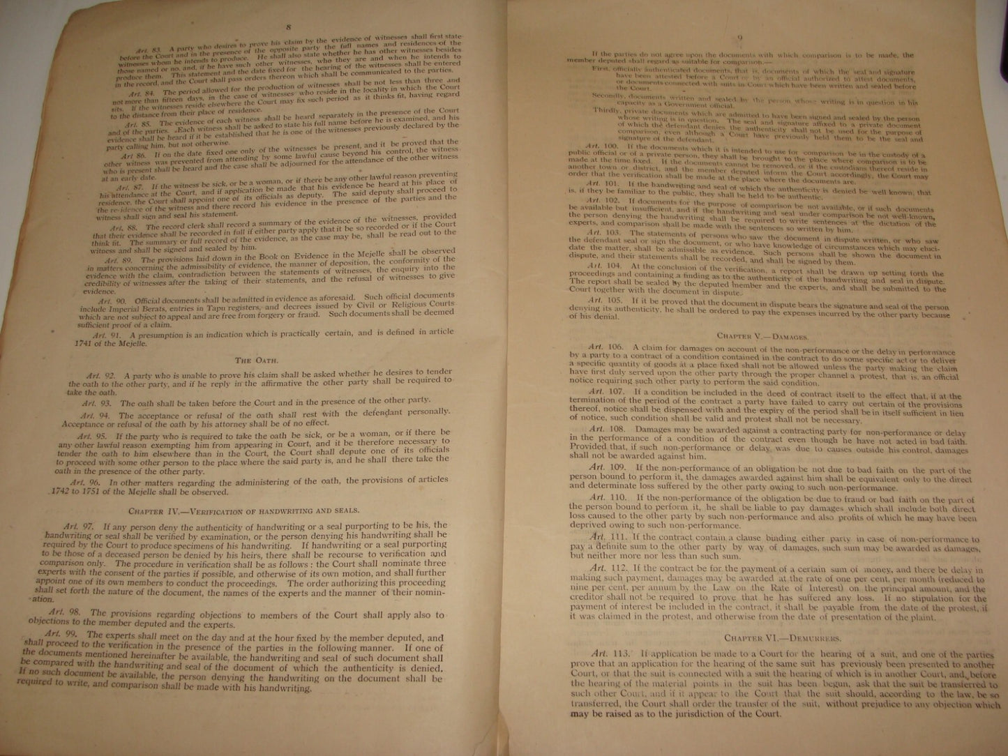 $ Booklet Palestine 1930s OTTOMAN CODE OF CIVIL PROCEDURE Israel Laws Rules Info