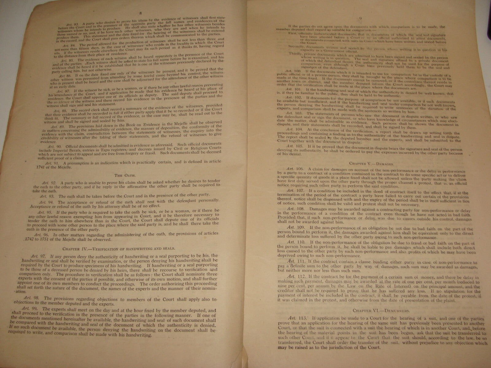 $ Booklet Palestine 1930s OTTOMAN CODE OF CIVIL PROCEDURE Israel Laws Rules Info