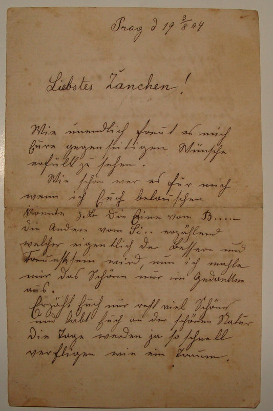 Letter Jewish Czech Prague Judaica German