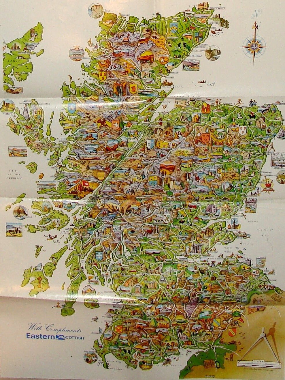 1950s Scotland Eastern Scottish Bus Company Map Pictorial By Mackay