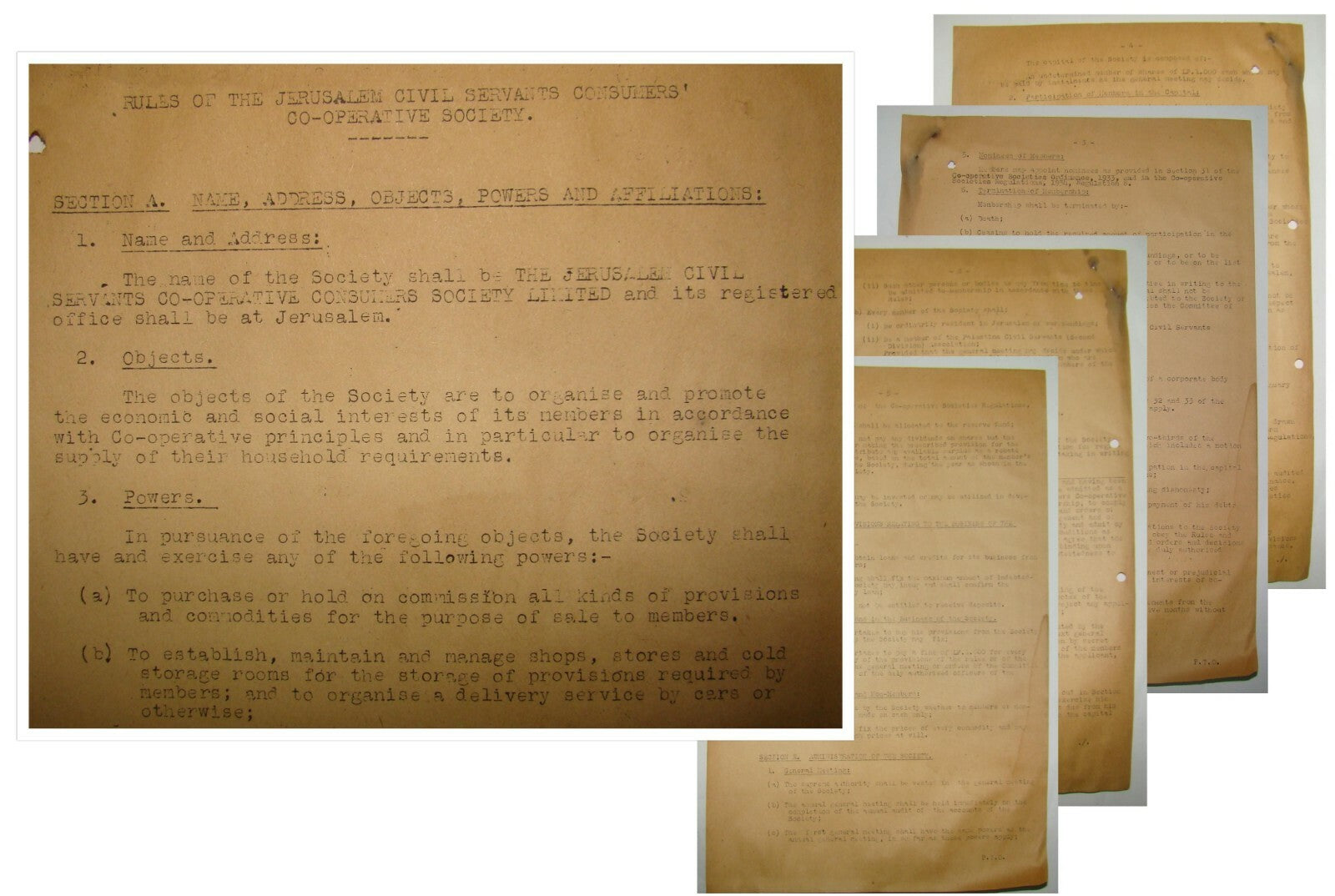 Letter Palestine Jerusalem Civil Servants Consumers Cooperative Society Israel