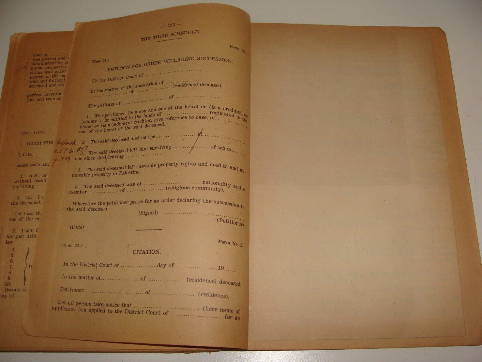 Pol 1945 RULES OF PROCEDURE IN CIVIL MATTERS COURTS OF PALESTINE British