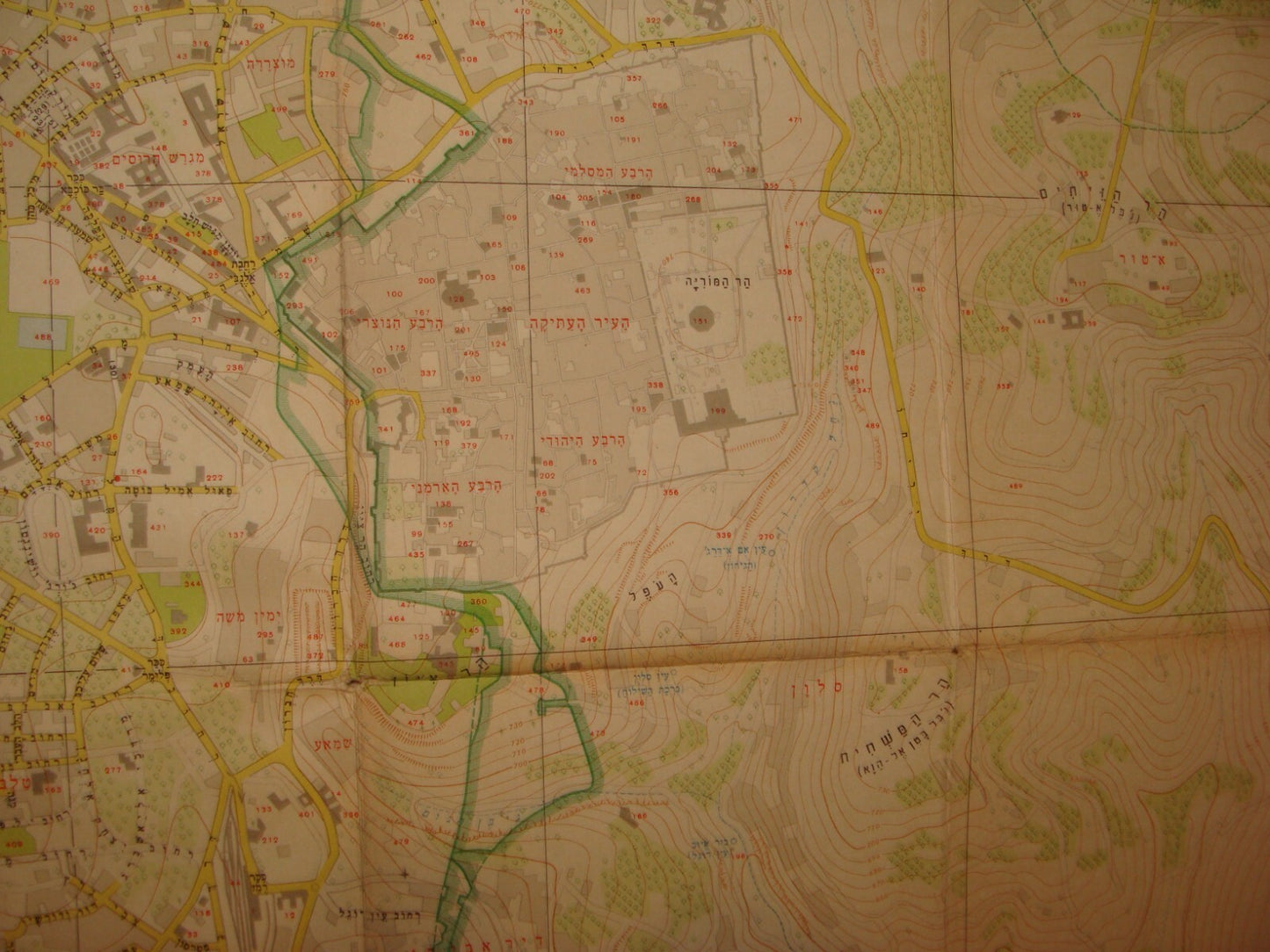 Map Israel 1958 JERUSALEM Hebrew 1:10,000 Large Size 82x107 cm