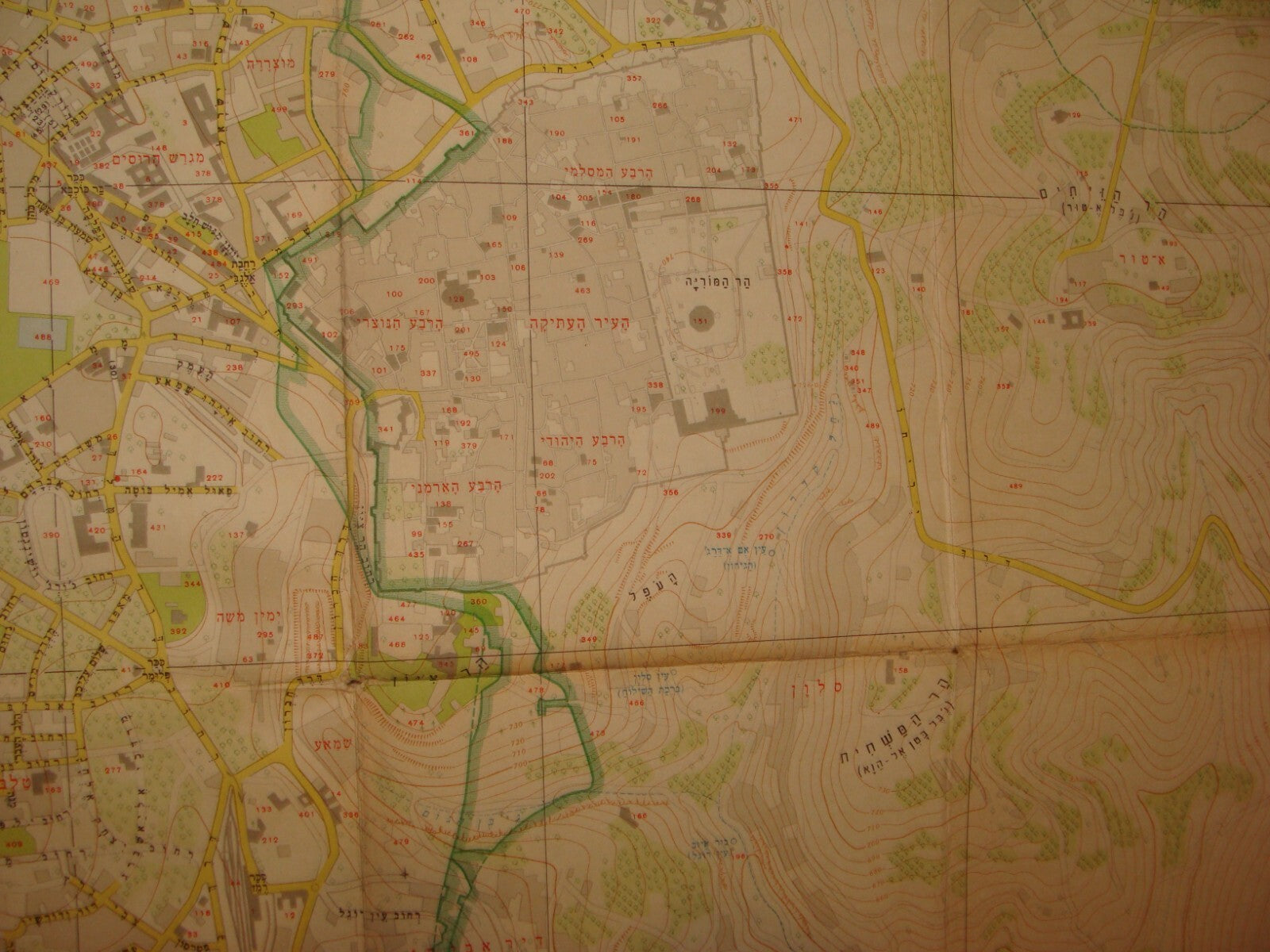 Map Israel 1958 JERUSALEM Hebrew 1:10,000 Large Size 82x107 cm