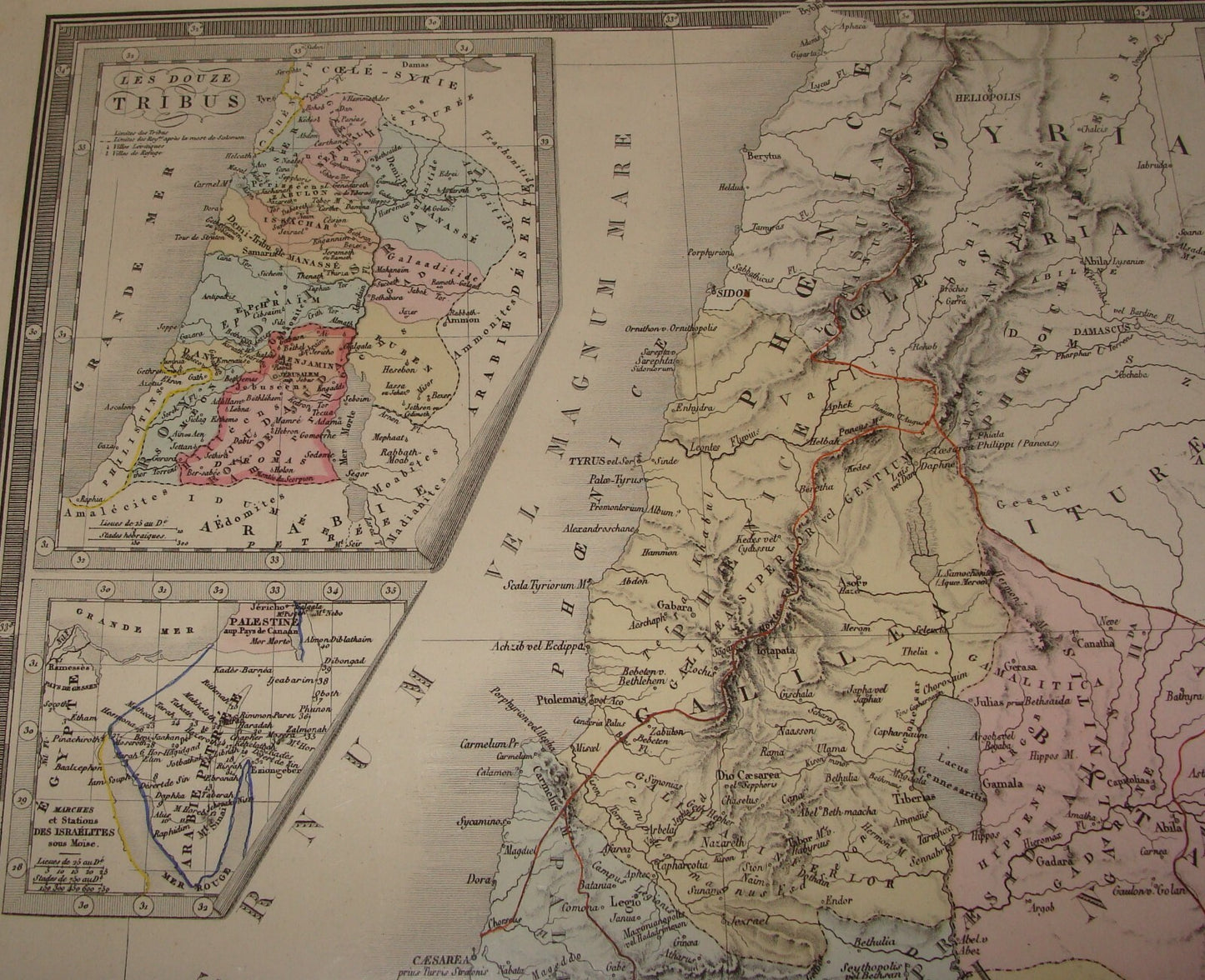 Map Palestine ANTIQUE c. 1875 Roman Holy Land Andre Brue