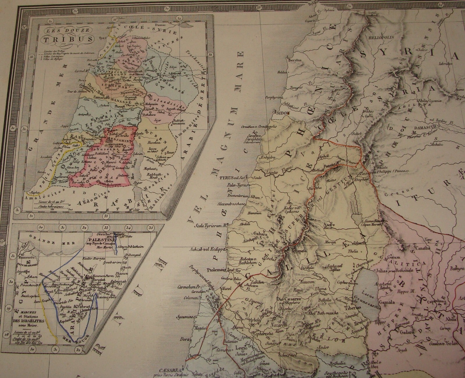 Map Palestine ANTIQUE c. 1875 Roman Holy Land Andre Brue