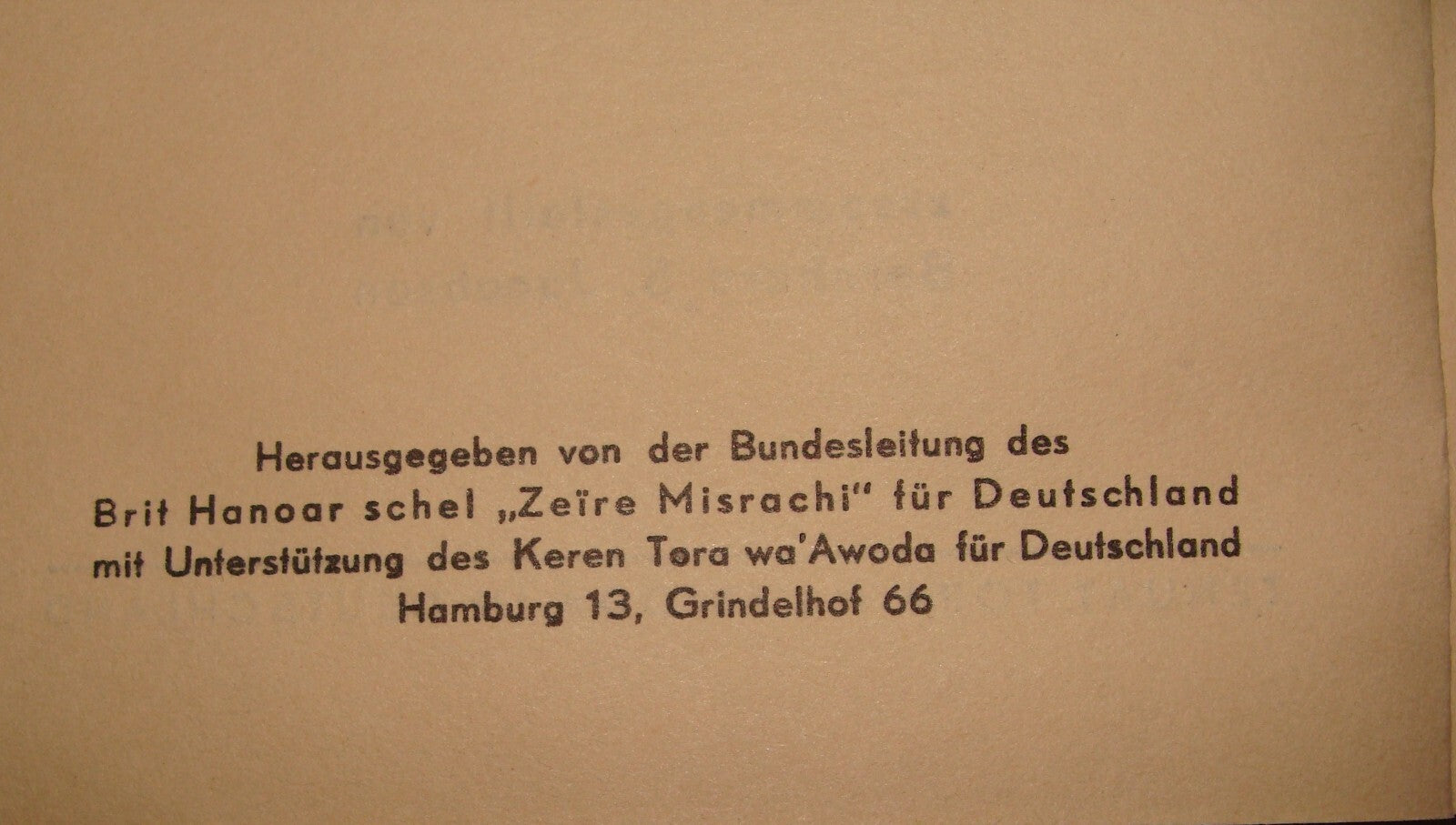 Germany Jewish Judaica 1936   Hamburg Passover Mizrachi Zionist Religious Youth