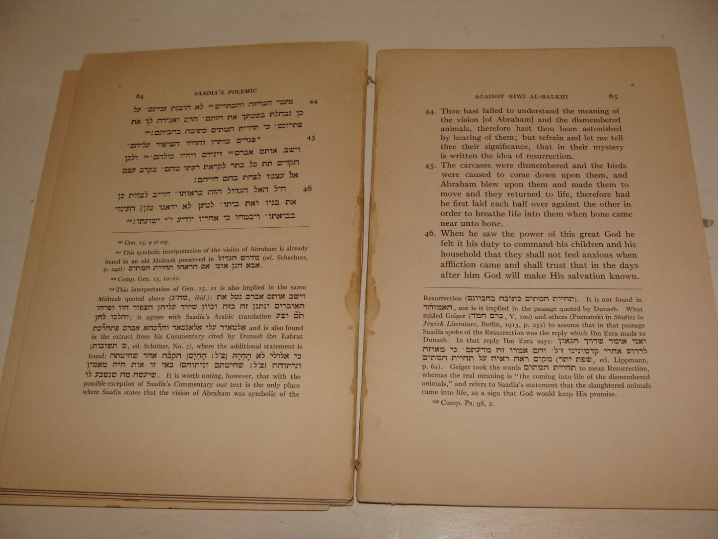 Book Jewish Judaica SAADIA AGAINST HIWI EL BALKHI Philosophy Babylon Persian