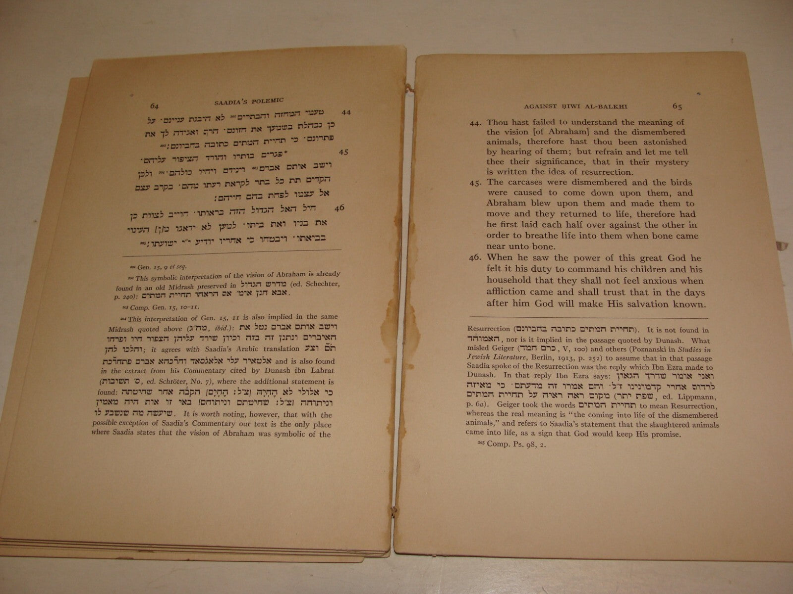 Book Jewish Judaica SAADIA AGAINST HIWI EL BALKHI Philosophy Babylon Persian