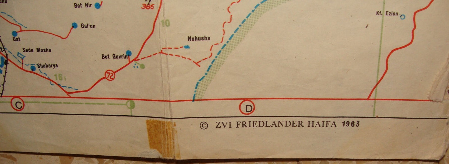 Ad Israel RARE 1963 Road Map By Friedlander Company Pre Six Day War