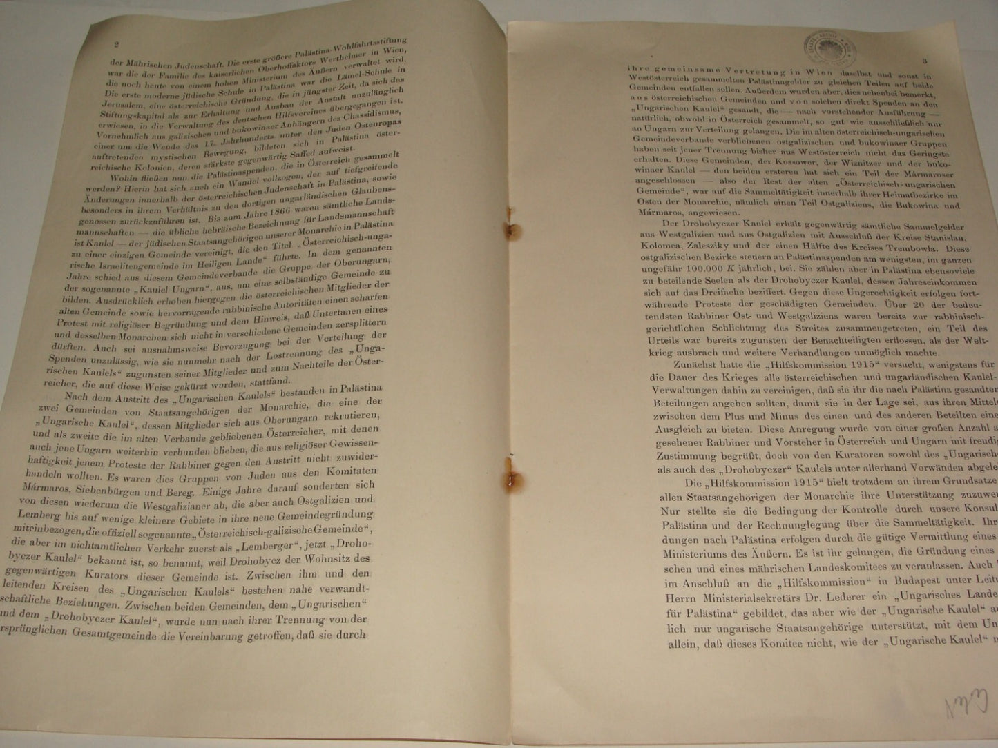 Germany Jewish Judaica 1915 German Article Austria Jews Palestine Israel Zionist