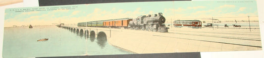 1910 Causeway Galveston Texas Railway Train Postcard Fold