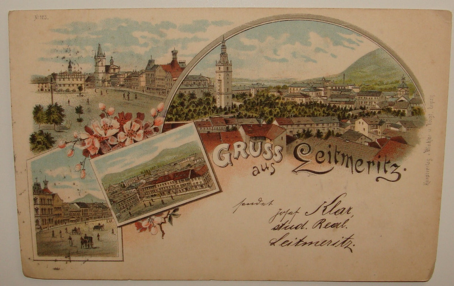 Germany Antique 1897   Czech Gruss aus Leitmeritz Postcard Letter