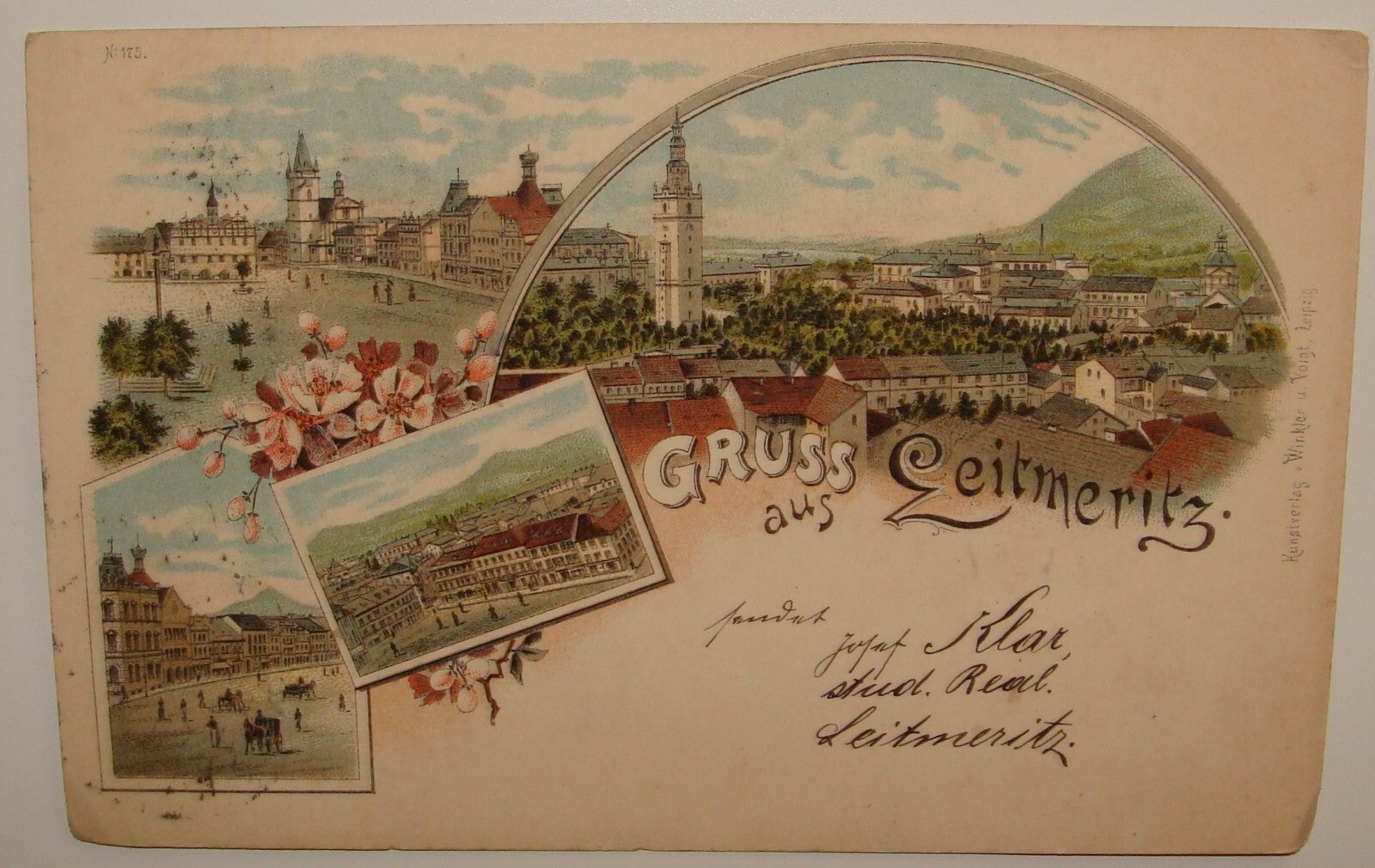 Germany Antique 1897   Czech Gruss aus Leitmeritz Postcard Letter