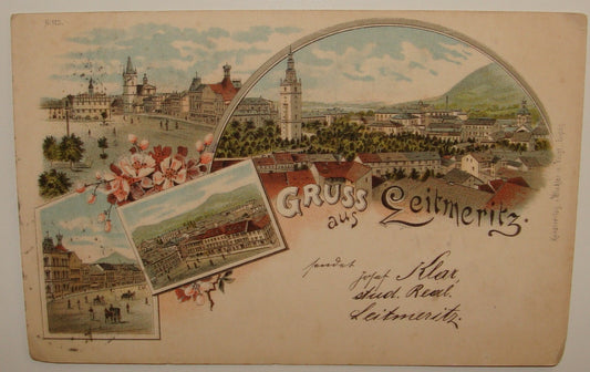Germany Antique 1897   Czech Gruss aus Leitmeritz Postcard Letter