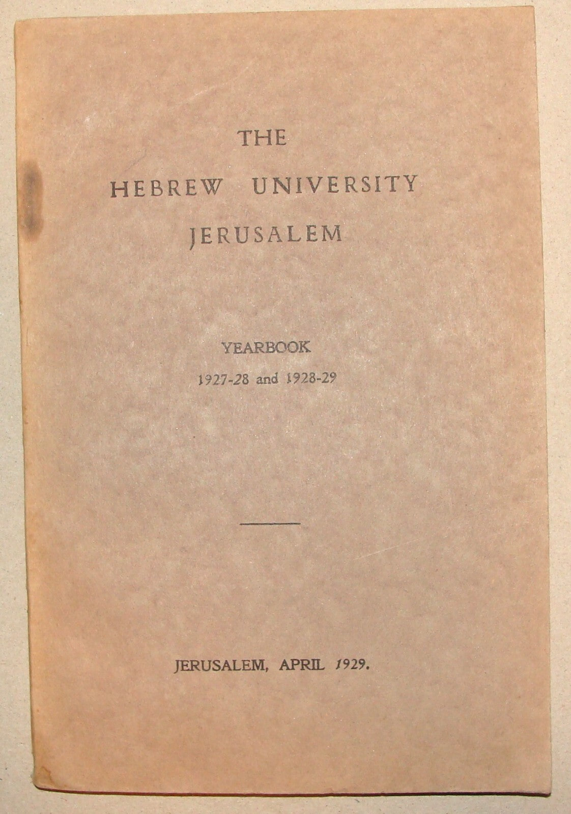 $ Book Jewish 1929 Palestine Israel Jerusalem Hebrew University Year English