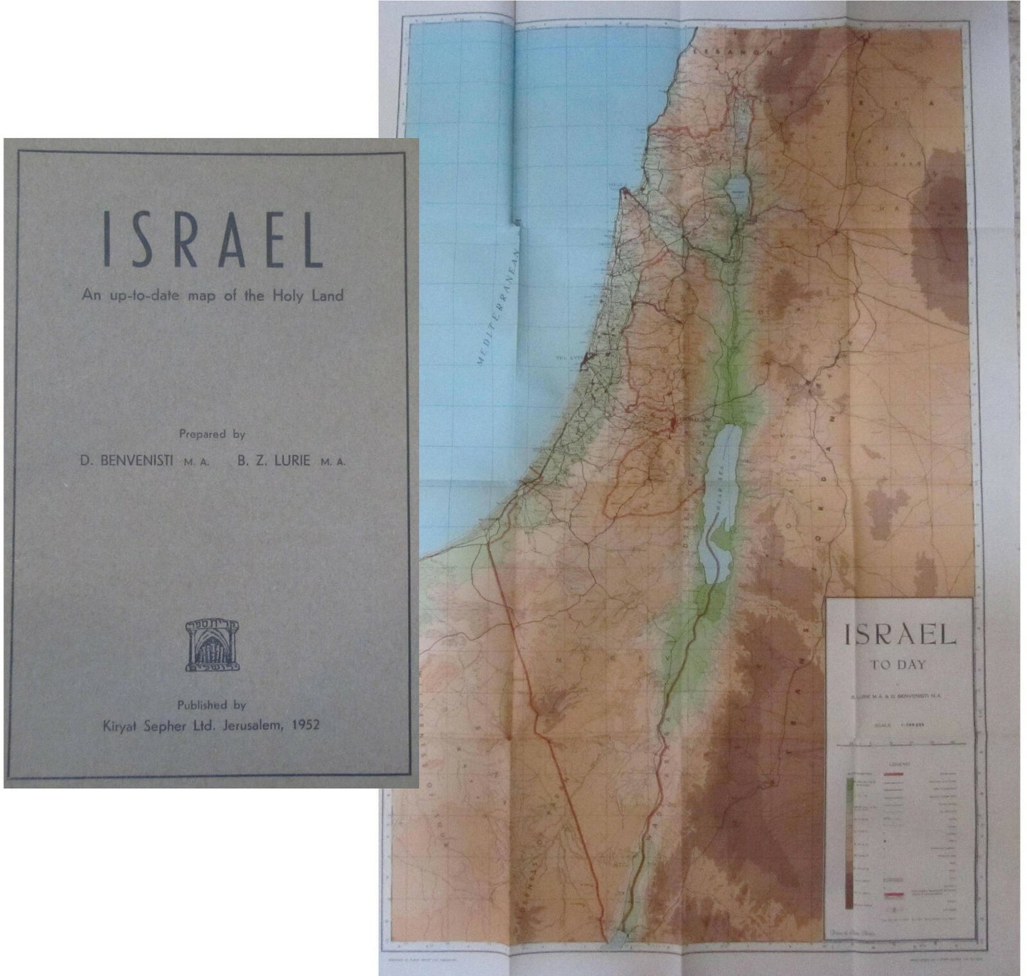 Map Jewish RARE 1952 ISRAEL An Up To Date of The Holy Land Hebrew Settlements
