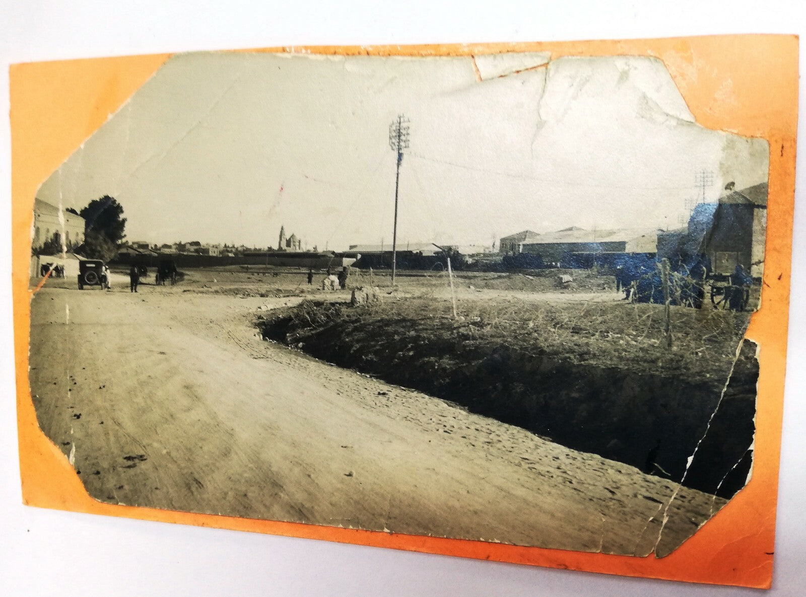 Photo Palestine Jewish Antique 1922 Israel Nesher Taxi Company Hebrew Car Oil