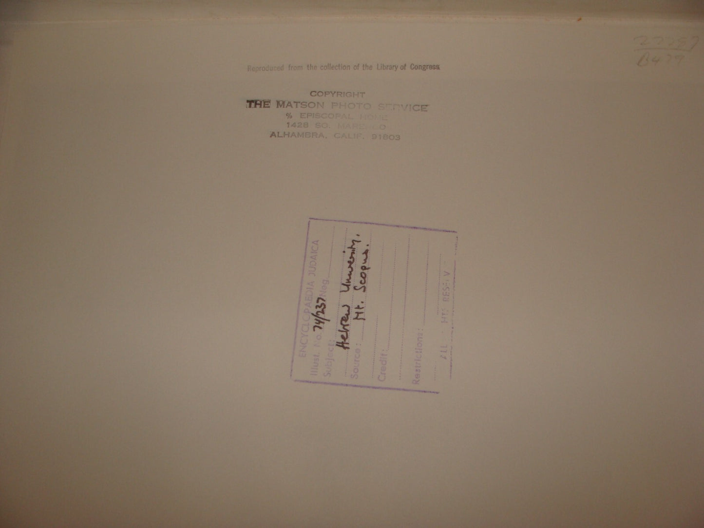 Photo Print Palestine MATSON 1920s Israel Jerusalem Hebrew University Jewish