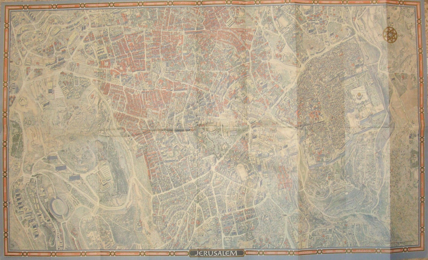 RARE Israel JERUSALEM Map 1969 Guide POST SIX DAY WAR Wim Van Leer BOLLMANN