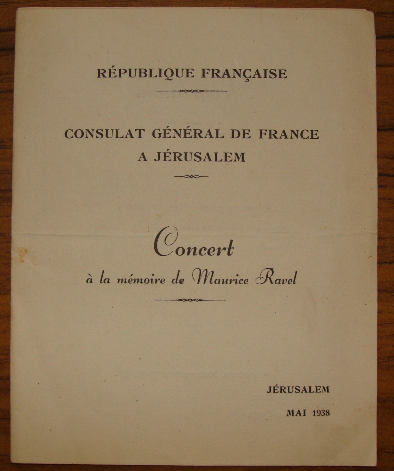 1938 Palestine Israel France French Consul Maurice Ravel Memorial Concert