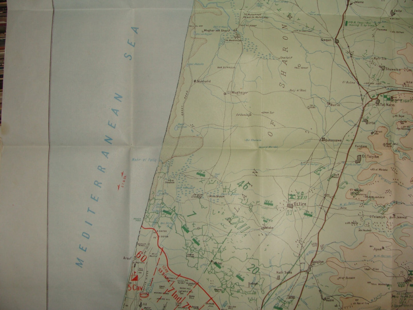 Palestine Israel Megiddo Map Army Military WWI Turkish British Army Military
